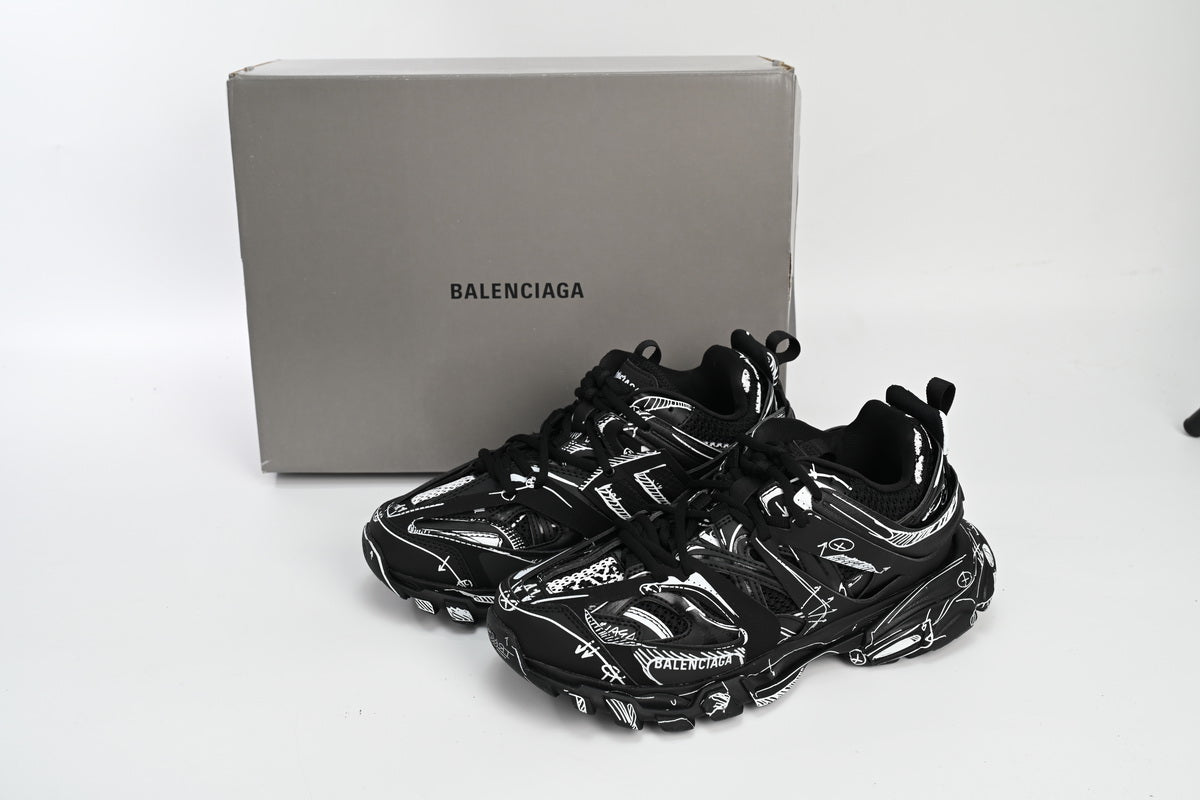 Balenciaga Track Negru Alb Paiting - prezentare produs