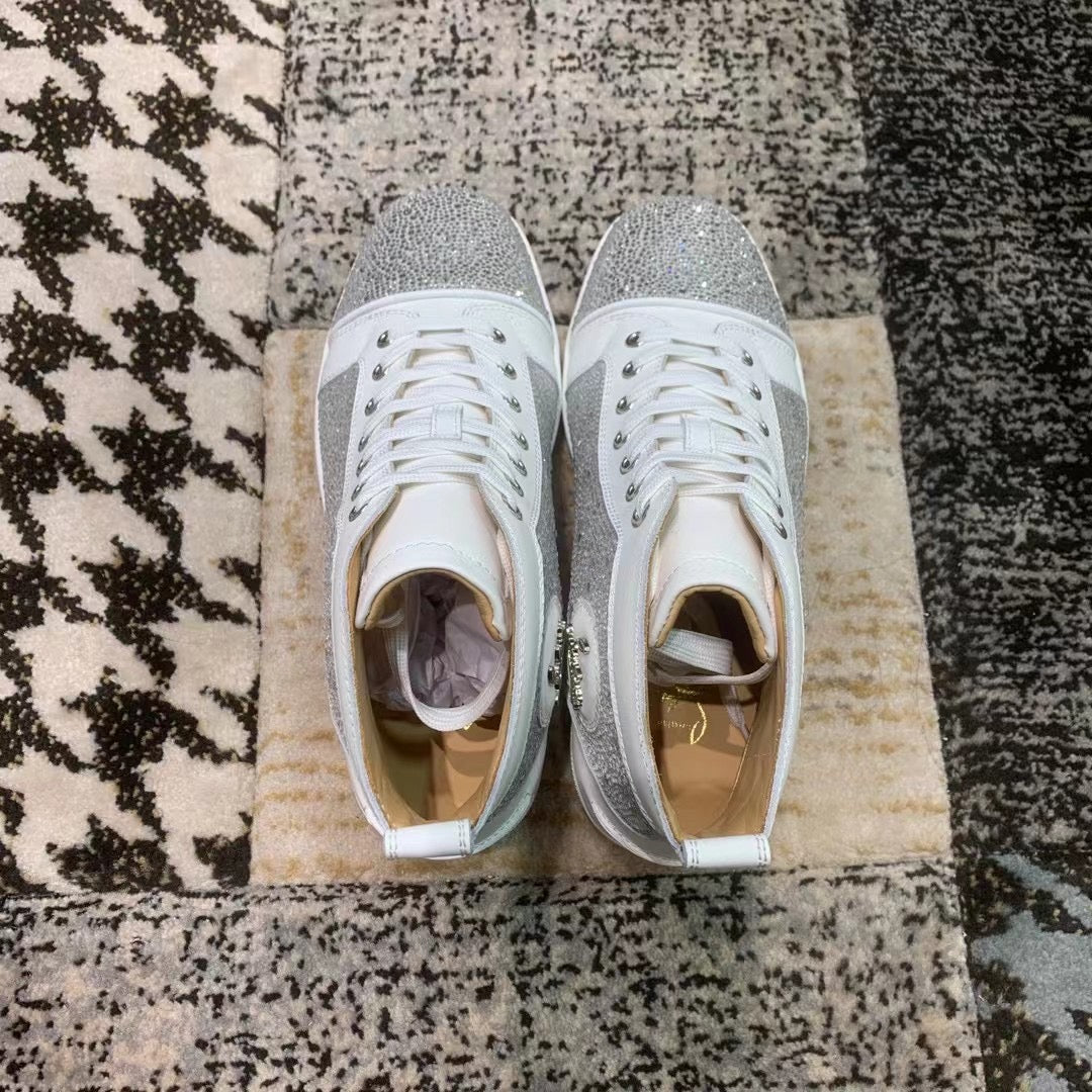 Christian Louboutin Alb Gri Diamonds High - prezentare produs