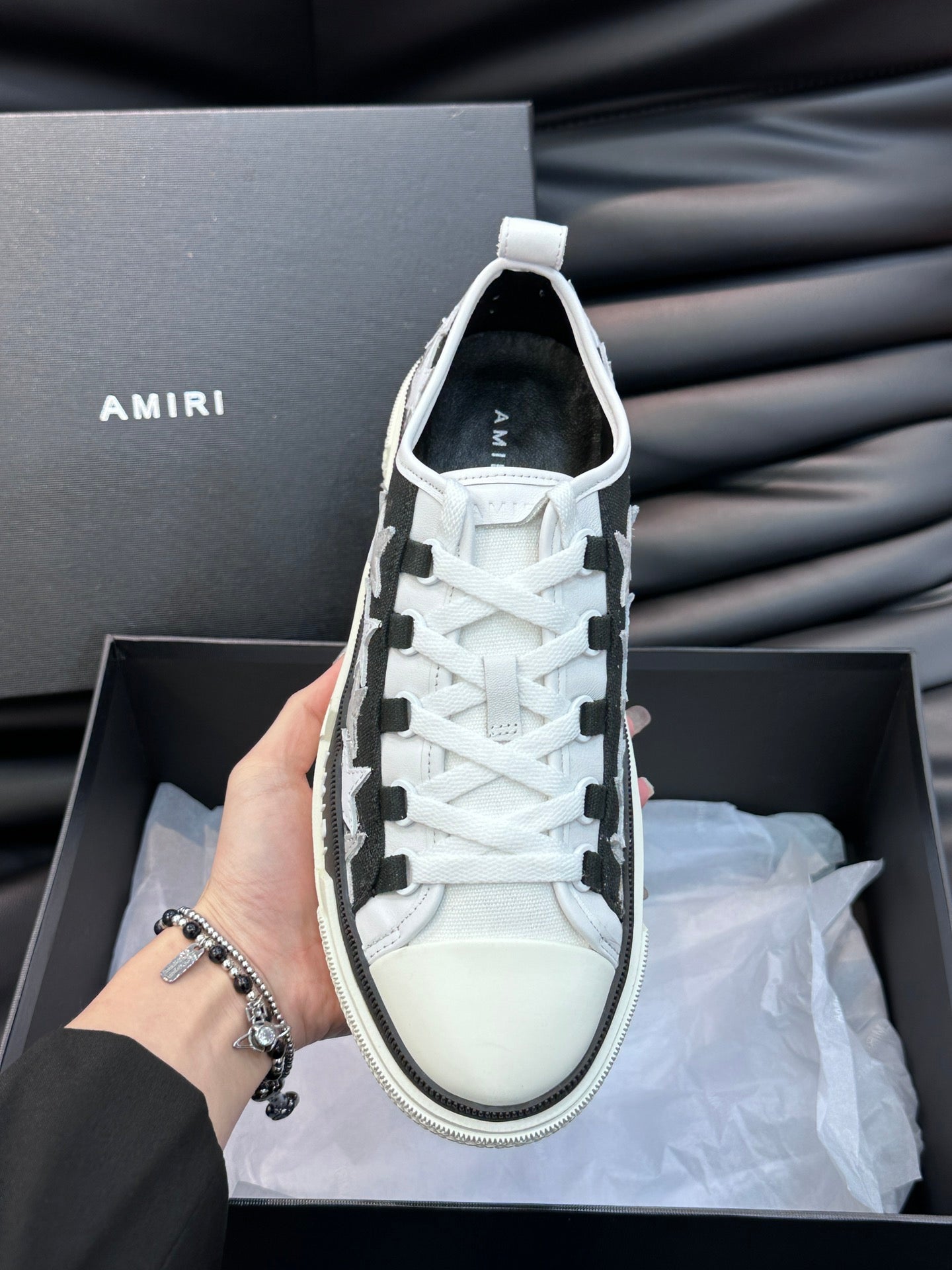 Amiri Negru Alb Pânză Pantofi sport - prezentare produs