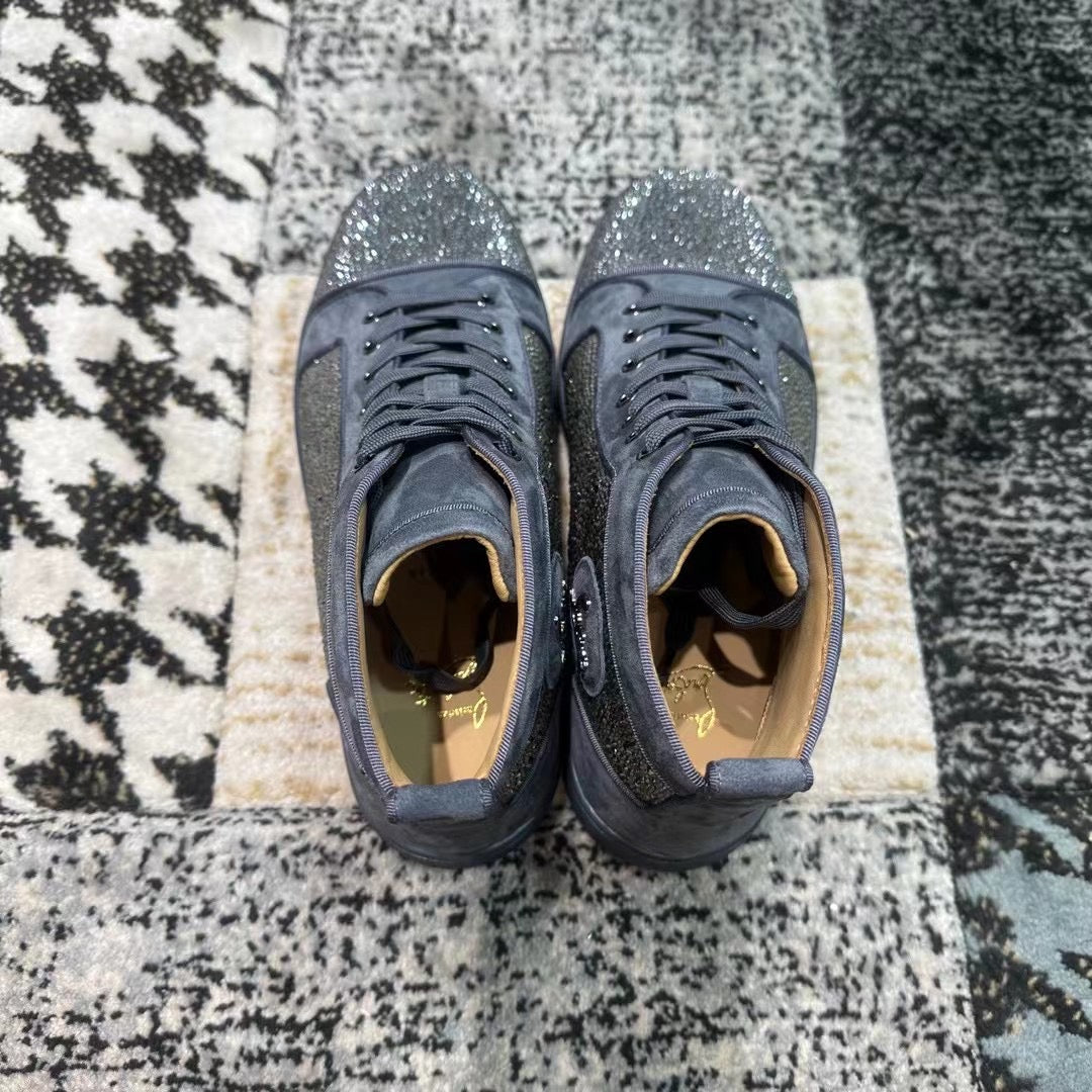 Christian Louboutin Gri Velvet Diamonds High - prezentare produs