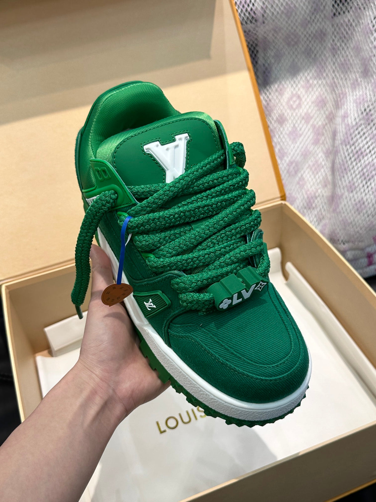 Louis Vuitton LV Pantofi sport Maxi Verde Pânză - prezentare produs