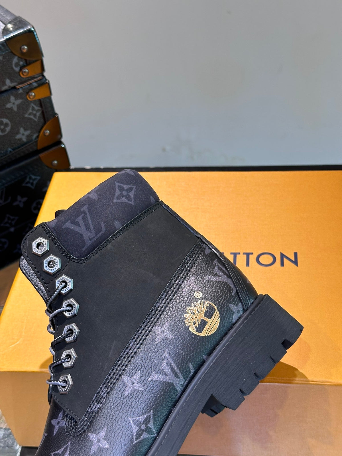 Louis Vuitton LV X Timberland Ghete Negru Pânză - prezentare produs