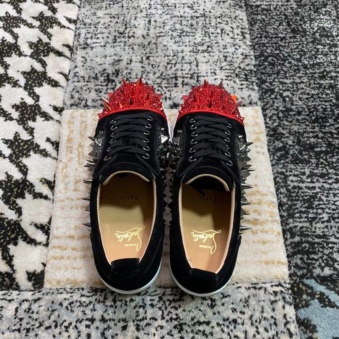 Christian Louboutin Roșu Negru Spikes Low Luxury - prezentare produs