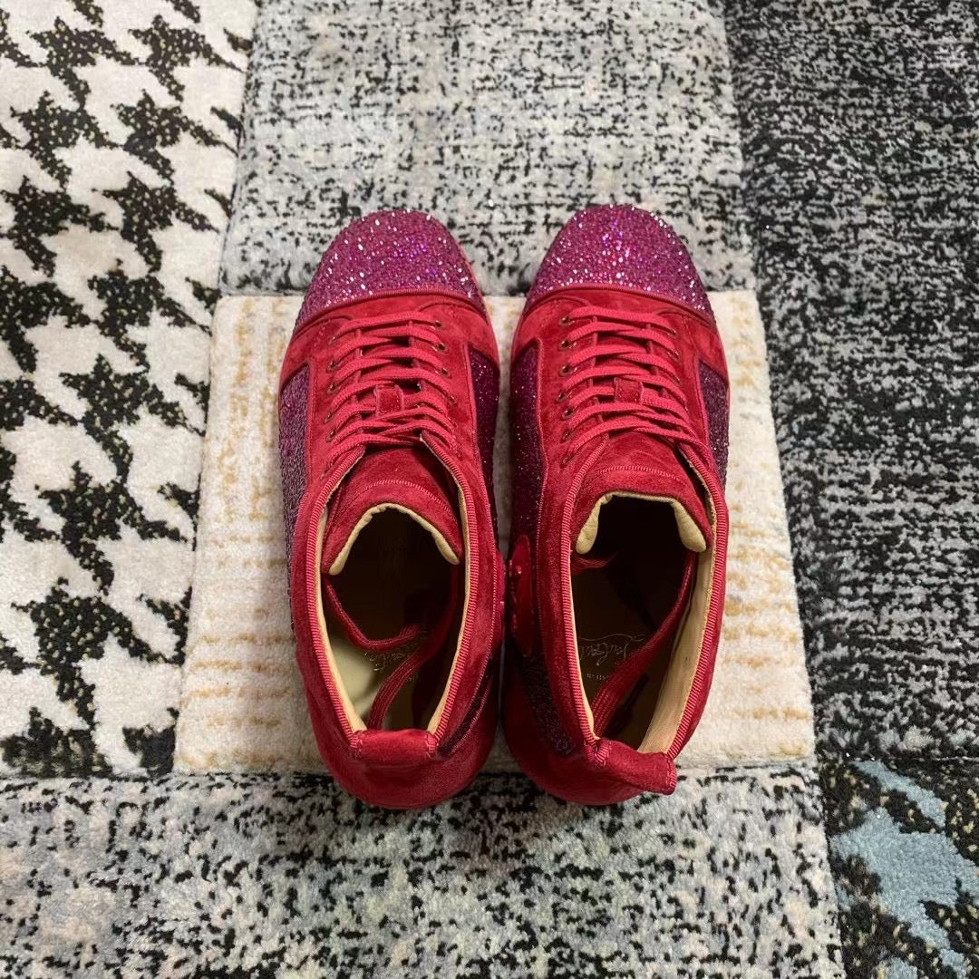 Christian Louboutin Roșu Velvet Diamonds High - prezentare produs