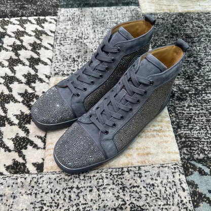 Christian Louboutin Gri Velvet Diamonds High - prezentare produs