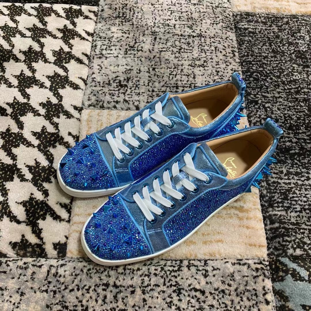 Christian Louboutin Albastru Diamonds Spikes Low - prezentare produs