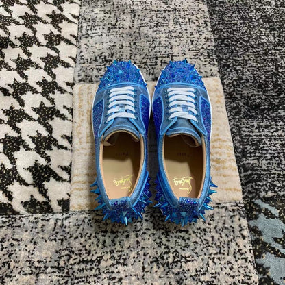 Christian Louboutin Albastru Diamonds Spikes Low - prezentare produs