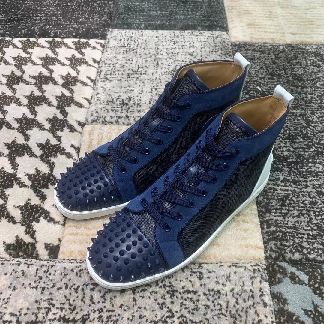 Christian Louboutin Albastru Alb Spikes High - prezentare produs