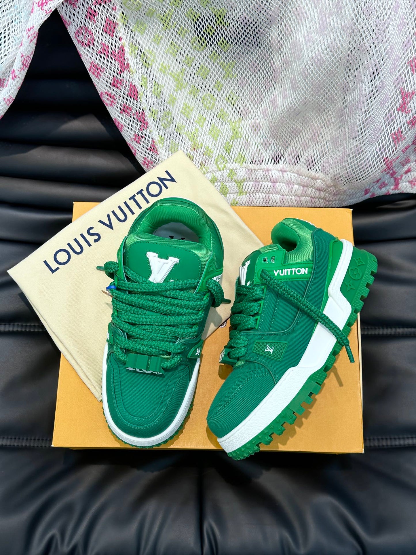 Louis Vuitton LV Pantofi sport Maxi Verde Pânză - prezentare produs