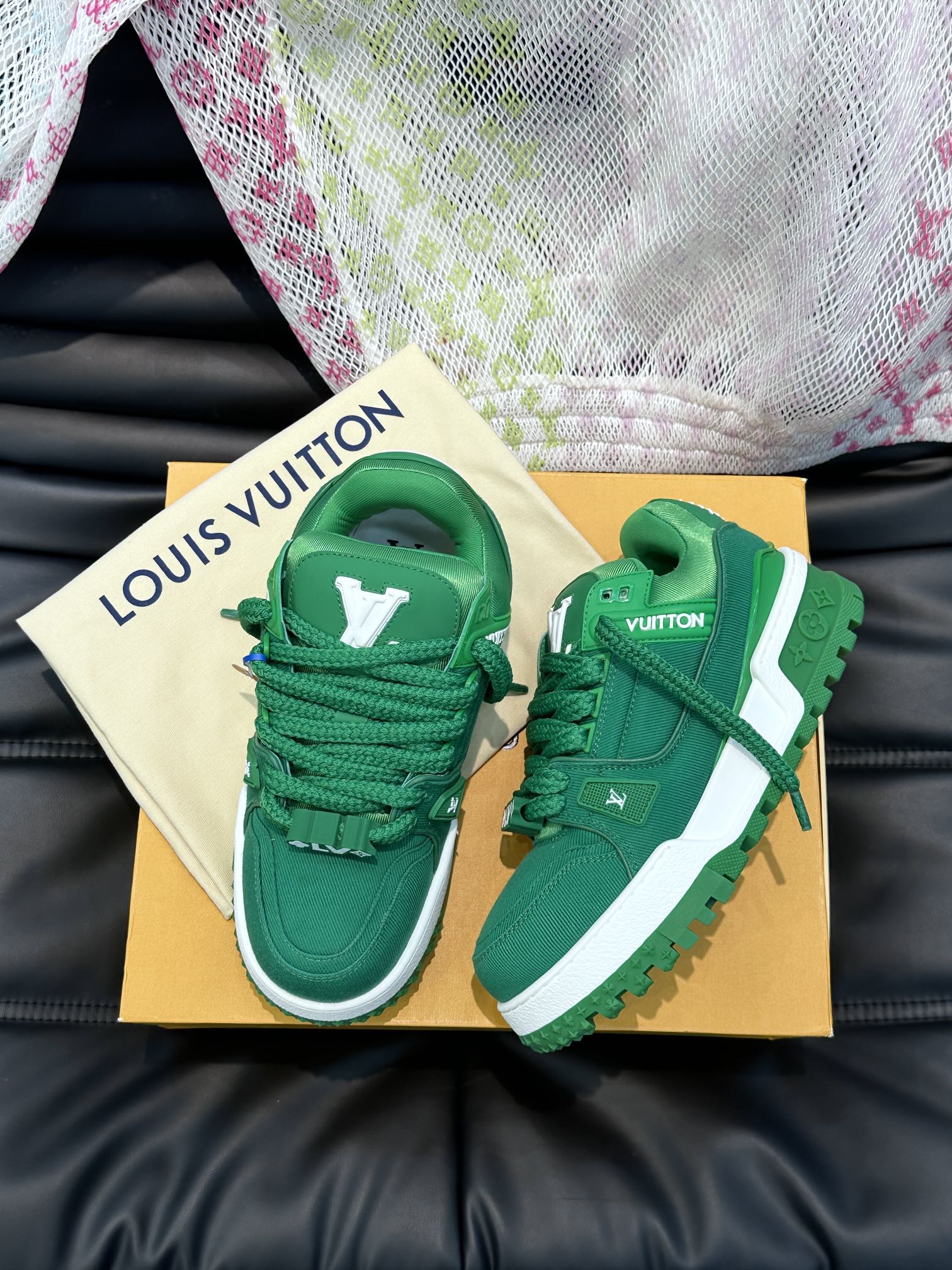 Louis Vuitton LV Pantofi sport Maxi Verde Pânză - prezentare produs