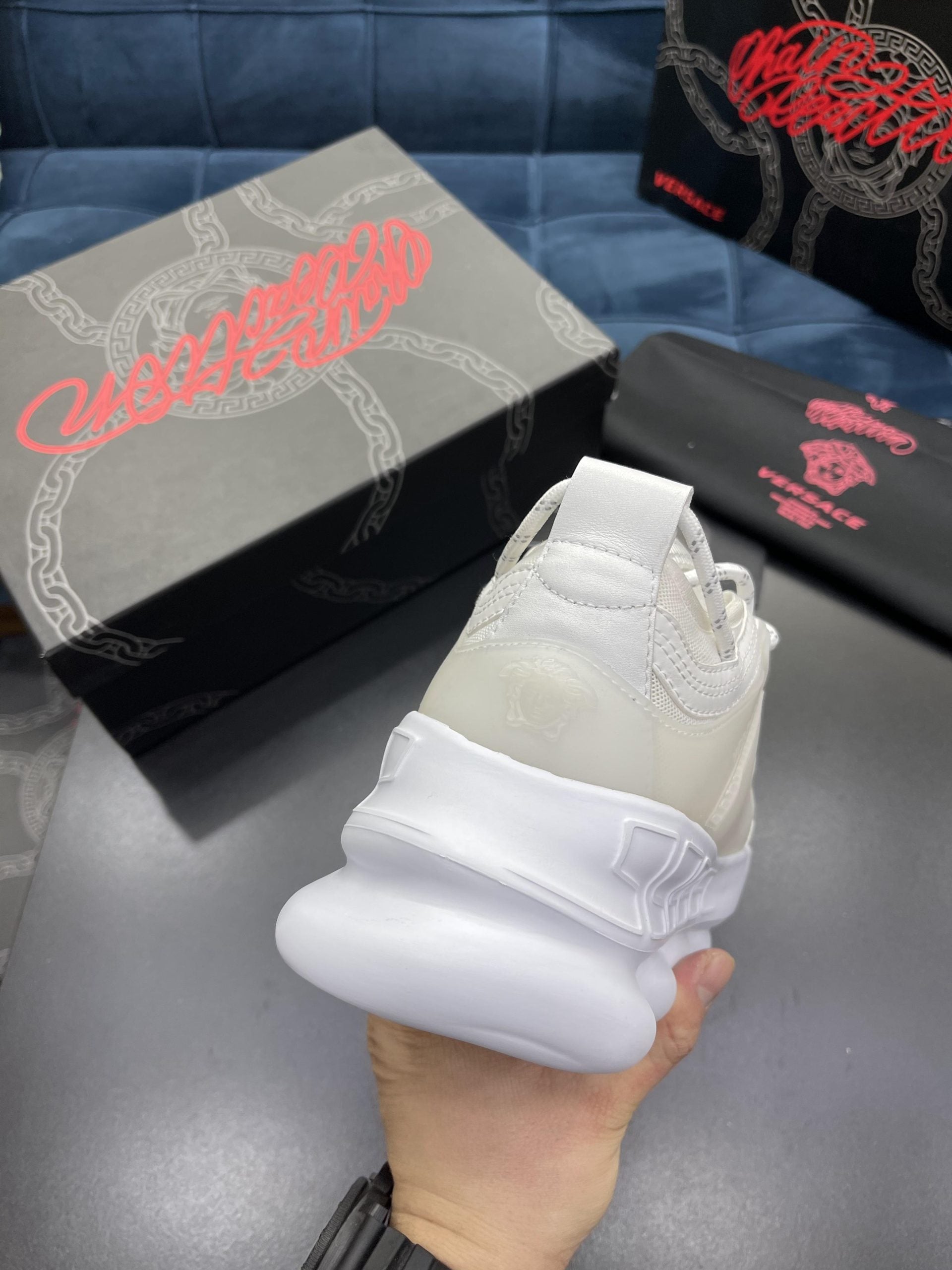 Versace Chain Reaction Full Alb Pantofi sport - prezentare produs