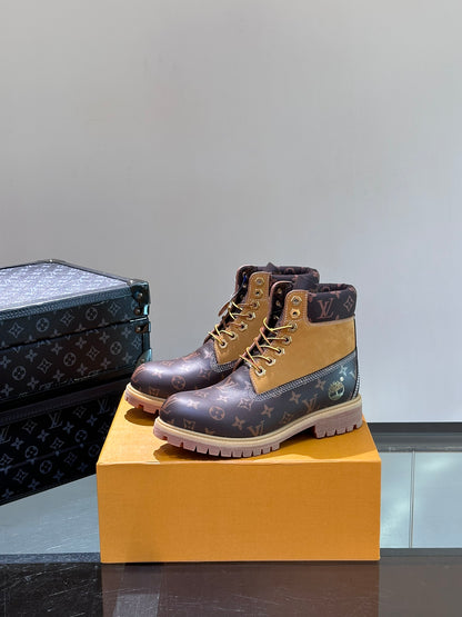 Louis Vuitton LV X Timberland Ghete Închis Maro Pânză - prezentare produs