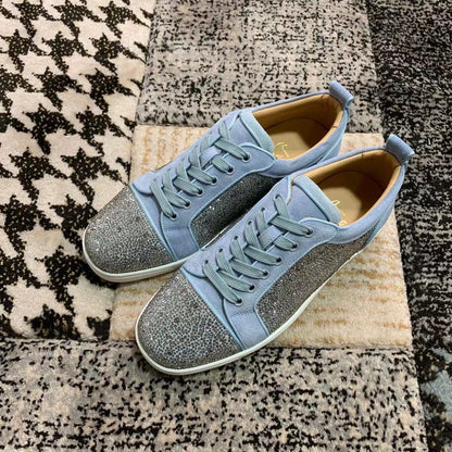 Christian Louboutin Baby Albastru Velvet Diamonds Low - prezentare produs