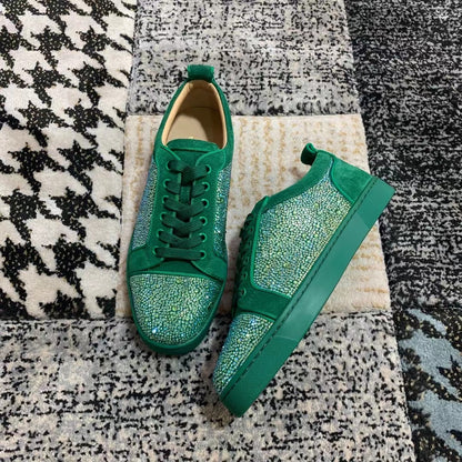 Christian Louboutin Verde Velvet Diamonds Low - prezentare produs