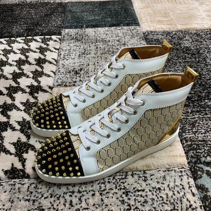 Christian Louboutin Crem Auriu Spikes High - prezentare produs