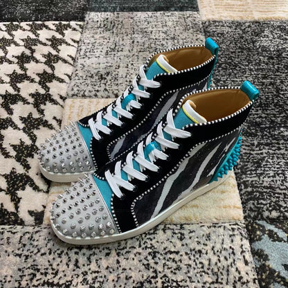 Christian Louboutin Negru Turquoise Spikes High - prezentare produs