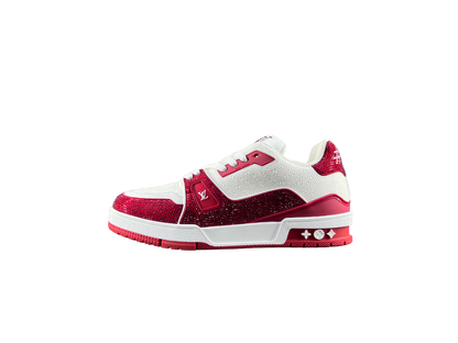 Louis Vuitton LV Trainers Roșu Alb Diamonds - prezentare produs
