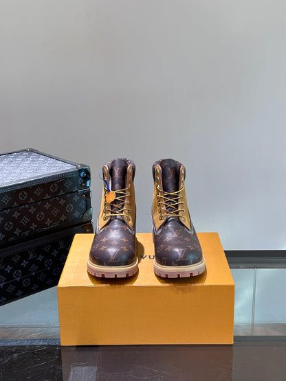 Louis Vuitton LV X Timberland Ghete Dark Maro Pânză - prezentare produs