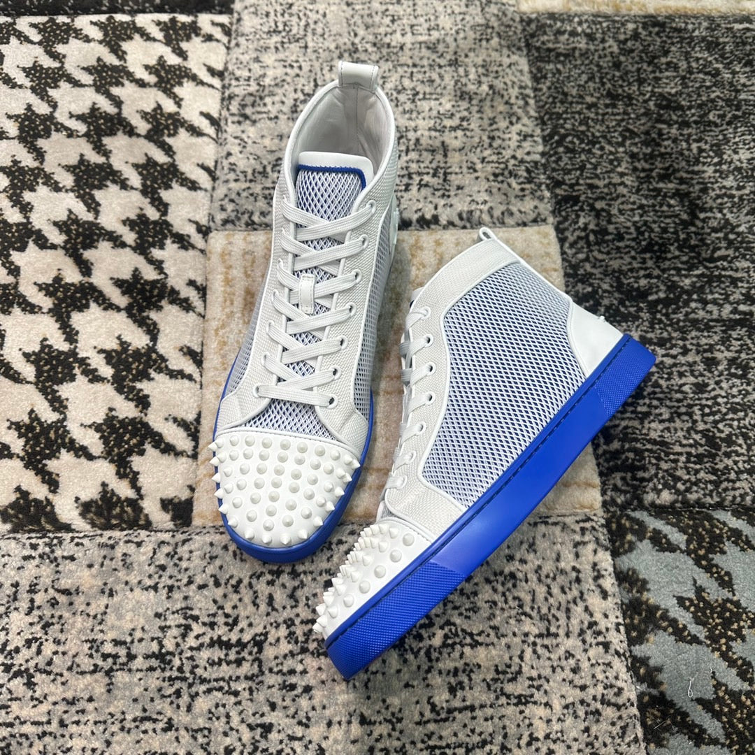 Christian Louboutin Albastru Alb Spikes High - prezentare produs