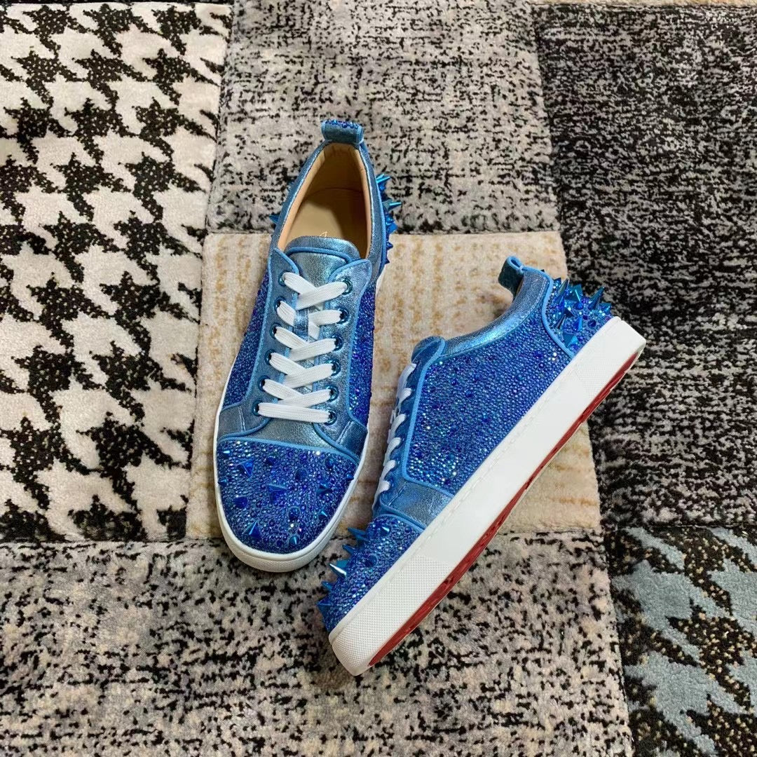 Christian Louboutin Albastru Diamonds Spikes Low - prezentare produs