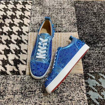 Christian Louboutin Albastru Diamonds Spikes Low - prezentare produs