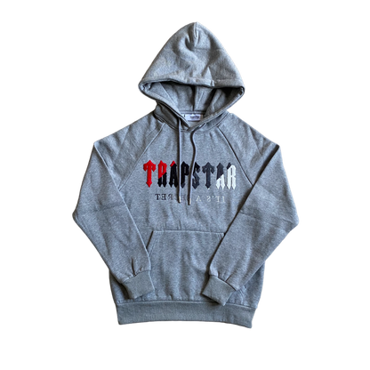 Trapstar Chenille Hooded Trening Negru Roșu Gri Roșu - prezentare produs