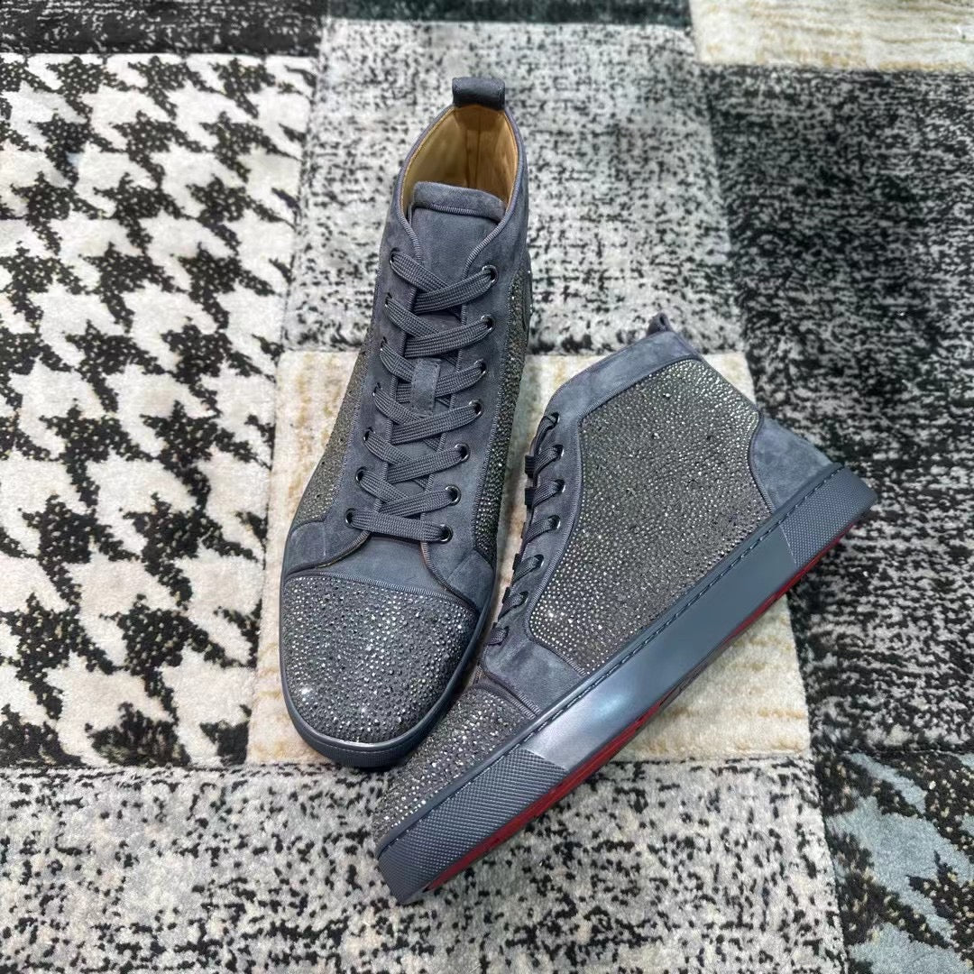 Christian Louboutin Gri Velvet Diamonds High - prezentare produs