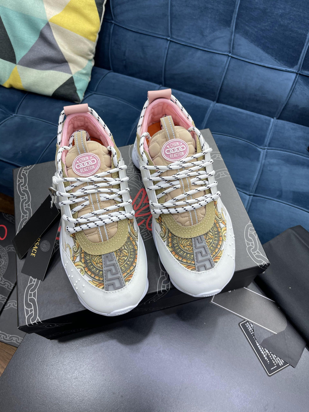 Versace Chain Reaction Alb Roz Pantofi sport - prezentare produs