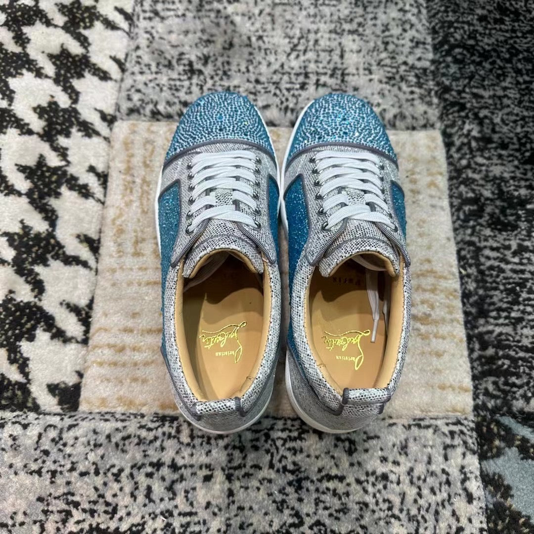 Christian Louboutin Albastru Gri Diamonds Low - prezentare produs