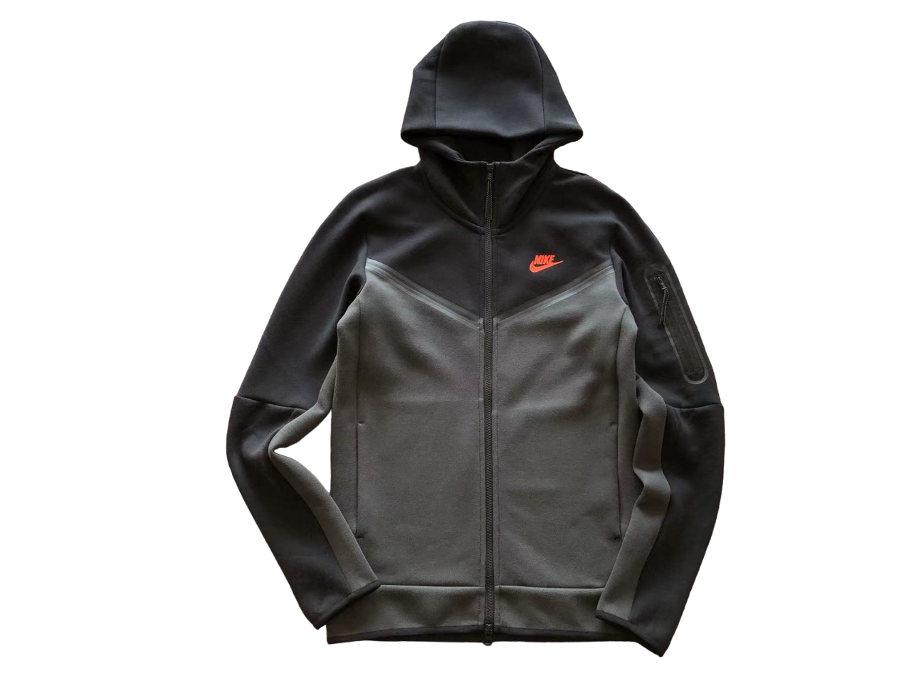 Nike Tech Fleece Negru Gri Portocaliu Logo Fleece - prezentare produs