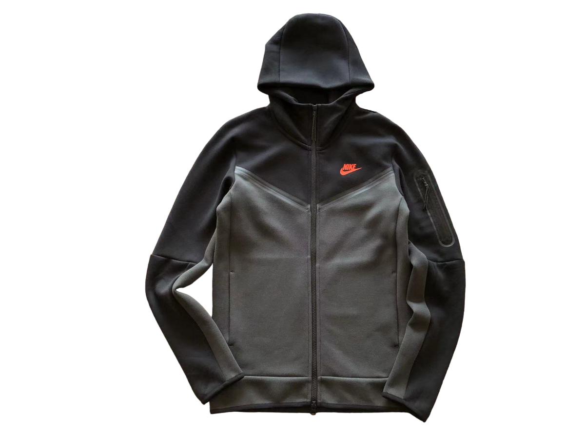Nike Tech Fleece Negru Gri Portocaliu Logo Fleece - prezentare produs