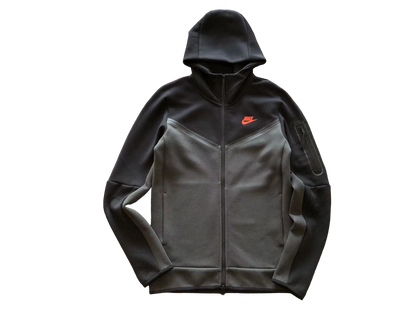 Nike Tech Fleece Negru Gri Portocaliu Logo Fleece - prezentare produs
