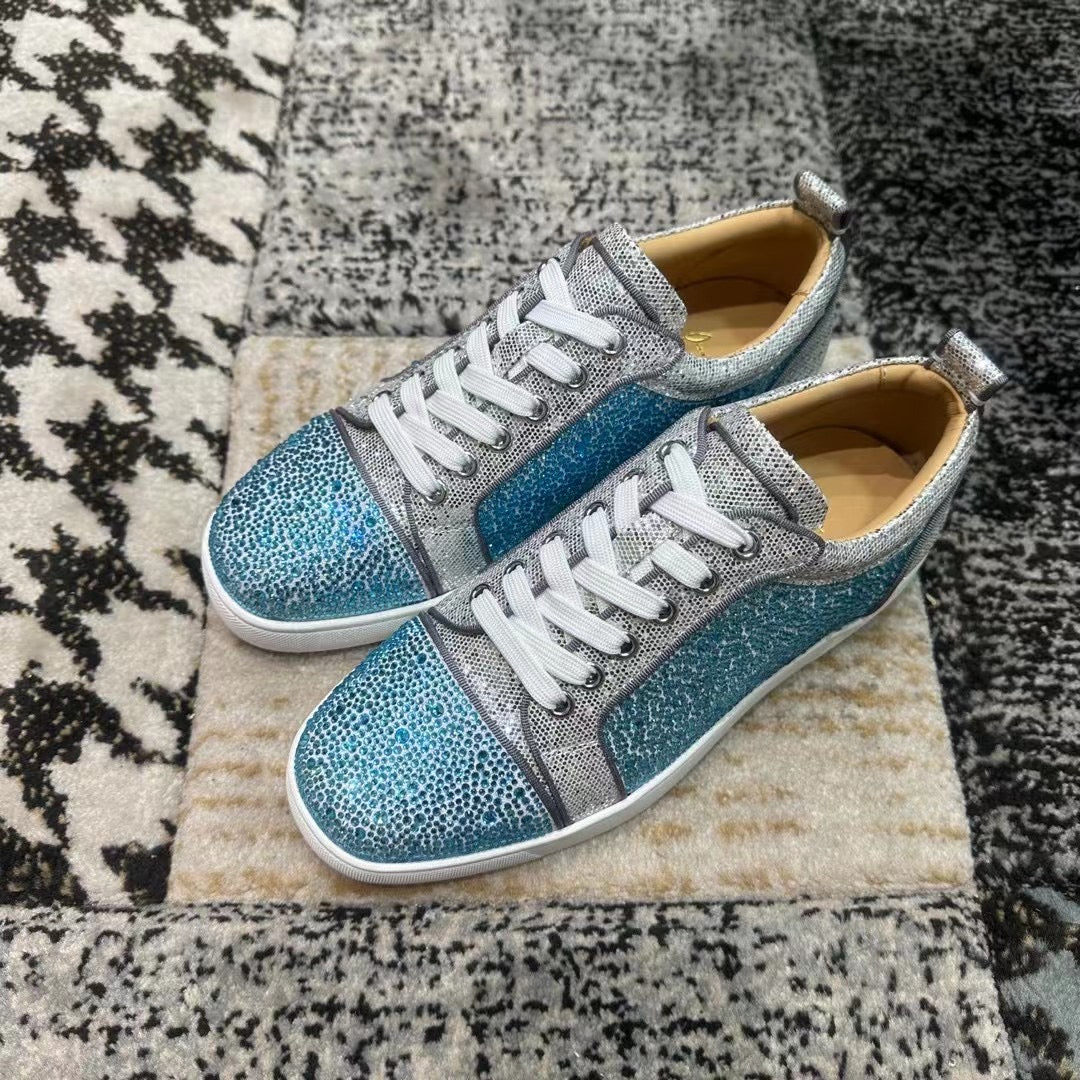 Christian Louboutin Albastru Gri Diamonds Low - prezentare produs