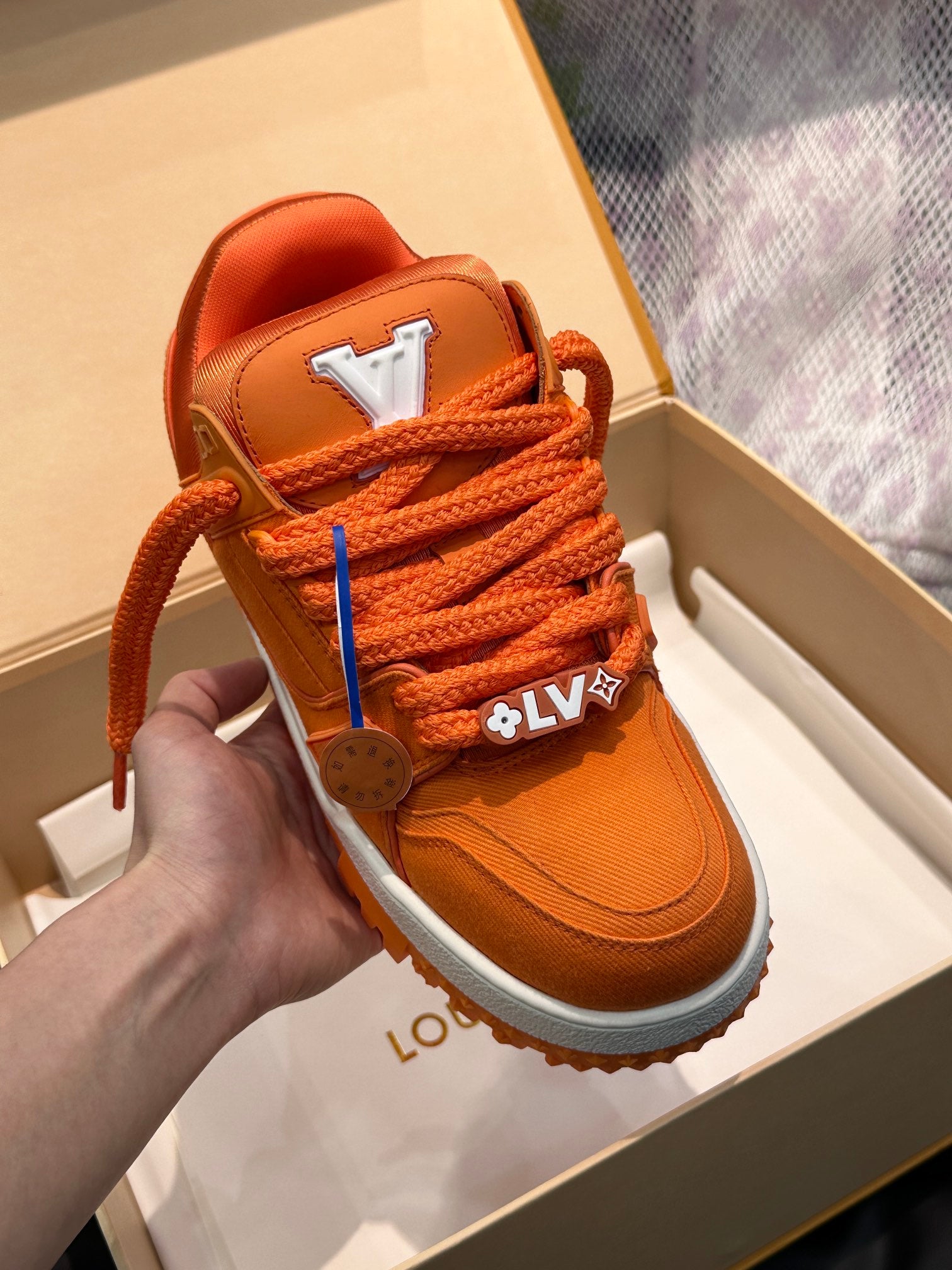 Louis Vuitton LV Trainers Maxi Portocaliu Pânză - prezentare produs