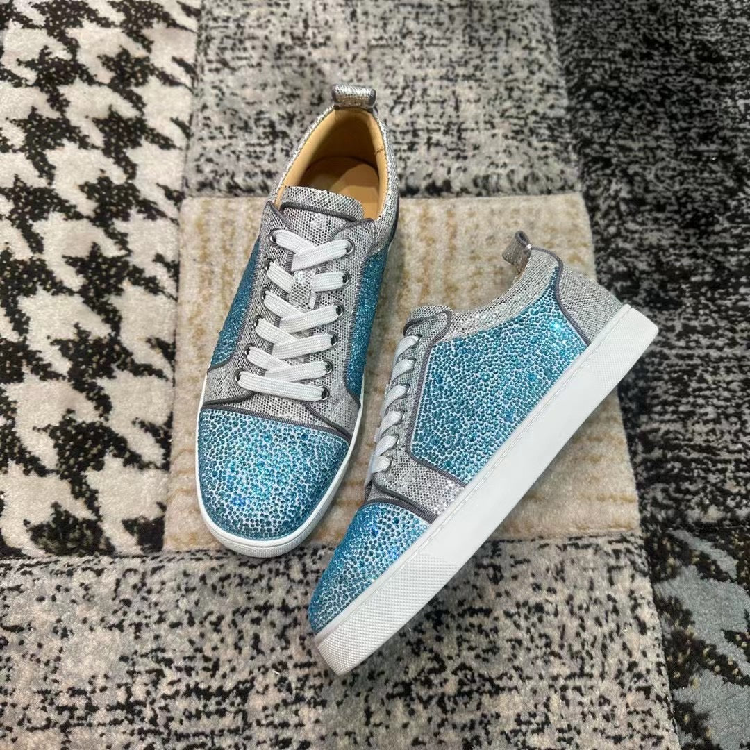 Christian Louboutin Albastru Gri Diamonds Low - prezentare produs
