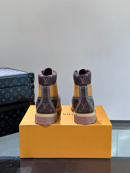Louis Vuitton LV X Timberland Ghete Dark Maro Pânză - prezentare produs