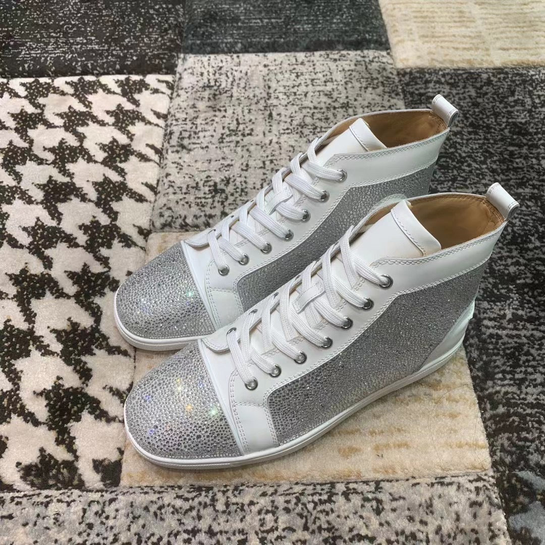Christian Louboutin Alb Gri Diamonds High - prezentare produs