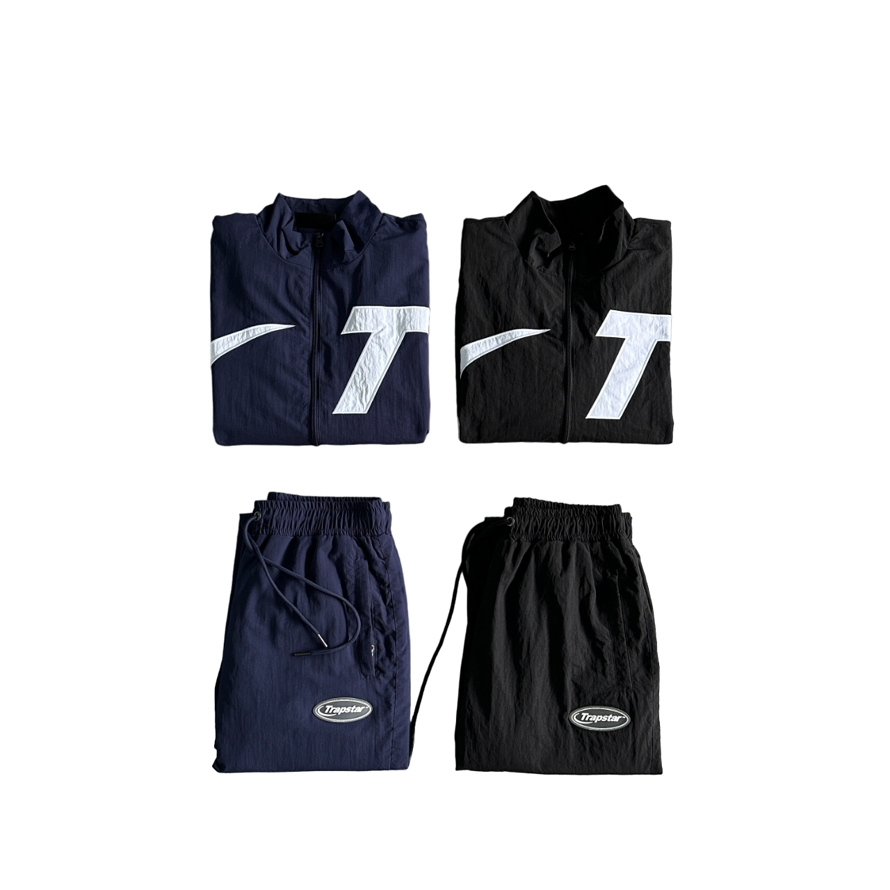 Trapstar Hyper Shellsuit Negru Albastru Trening - prezentare produs