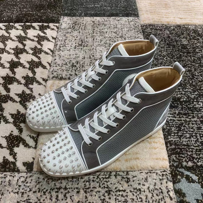 Christian Louboutin Gri Alb Spikes High - prezentare produs