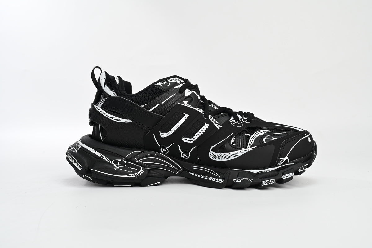 Balenciaga Track Negru Alb Paiting Pantofi sport - prezentare produs