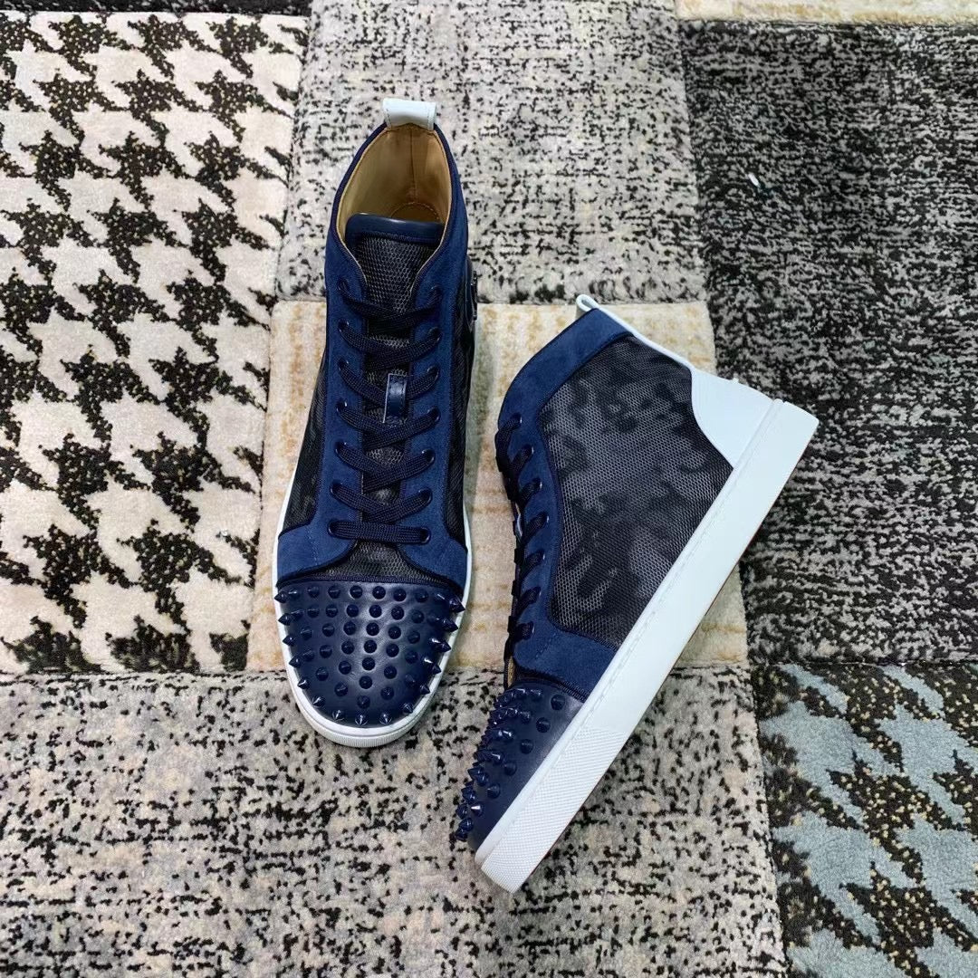 Christian Louboutin Albastru Alb Spikes High - prezentare produs