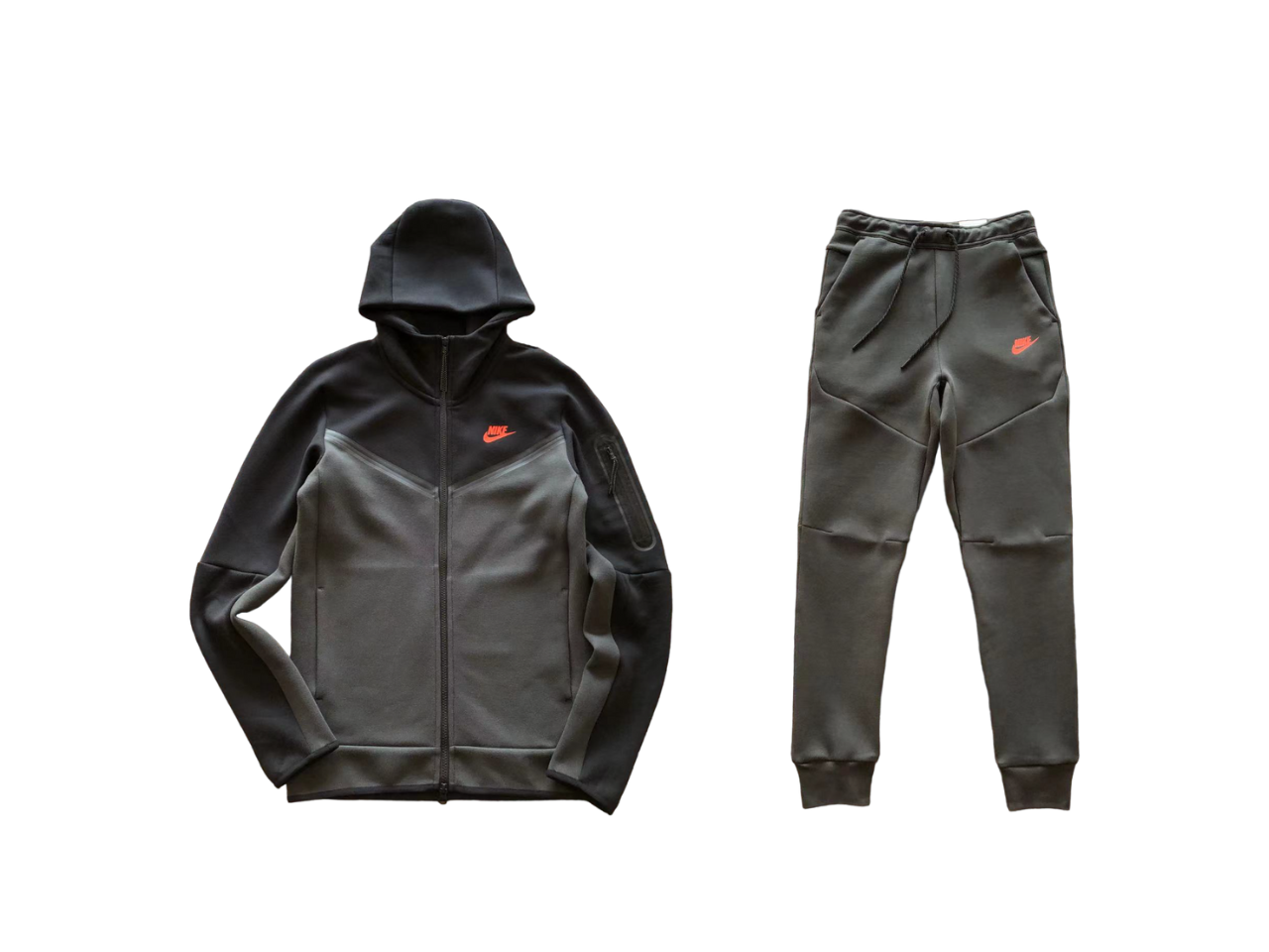 Nike Tech Fleece Negru Gri Portocaliu Logo Fleece - prezentare produs