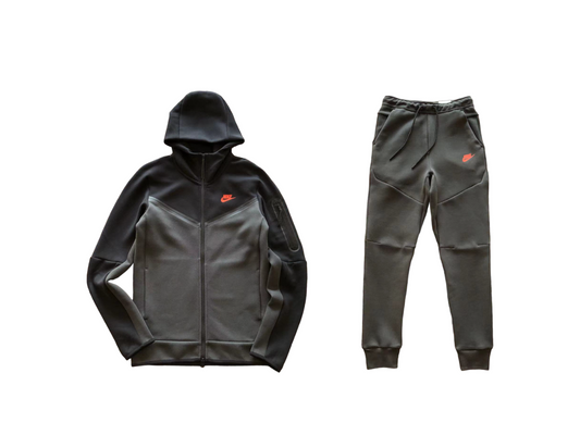 Nike Tech Fleece Negru Gri Portocaliu Logo Fleece - prezentare produs