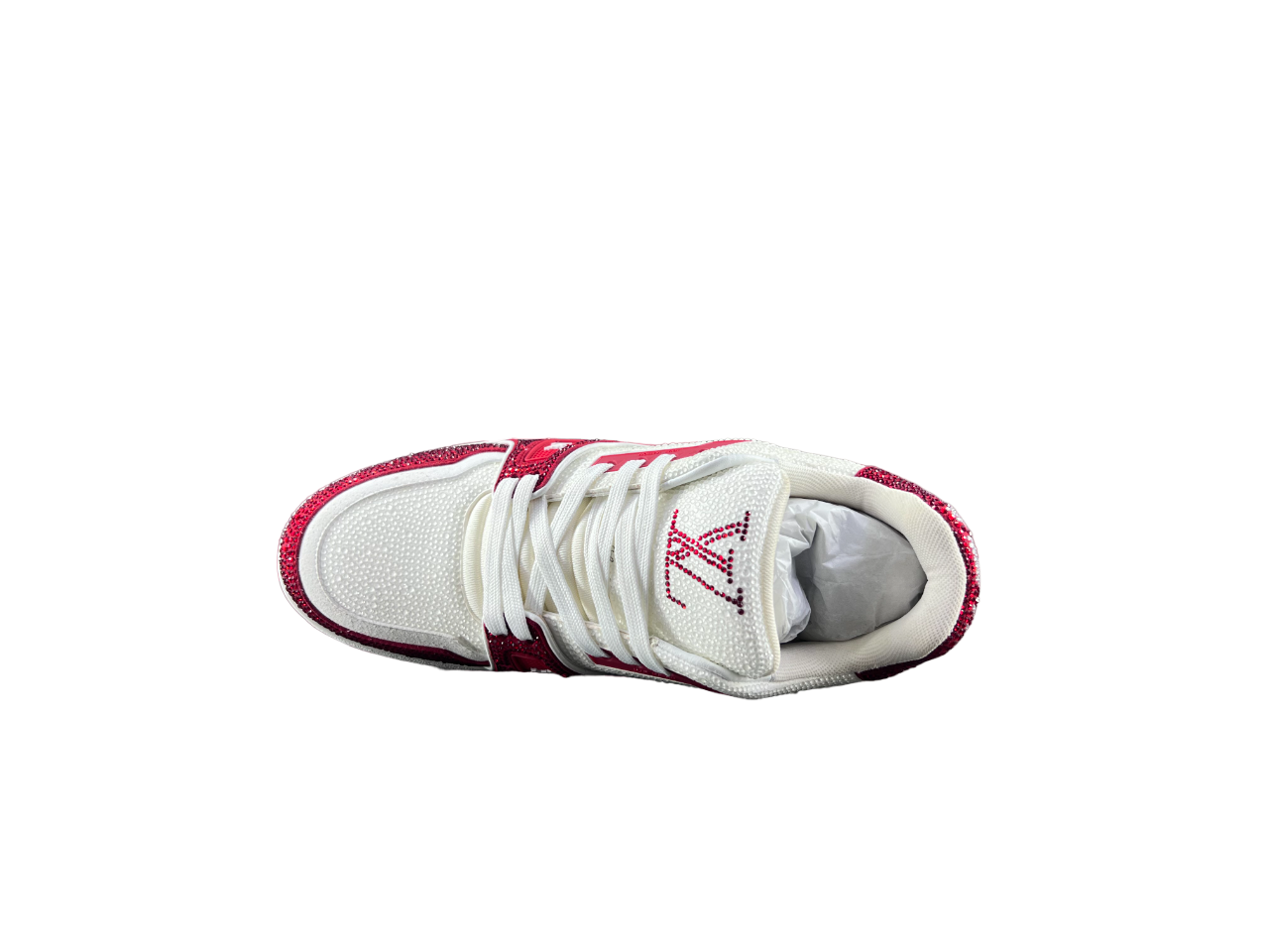 Louis Vuitton LV Trainers Roșu Alb Diamonds - prezentare produs