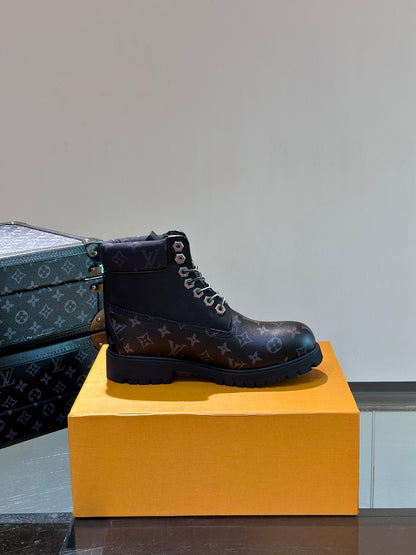 Louis Vuitton LV X Timberland Ghete Negru Pânză - prezentare produs