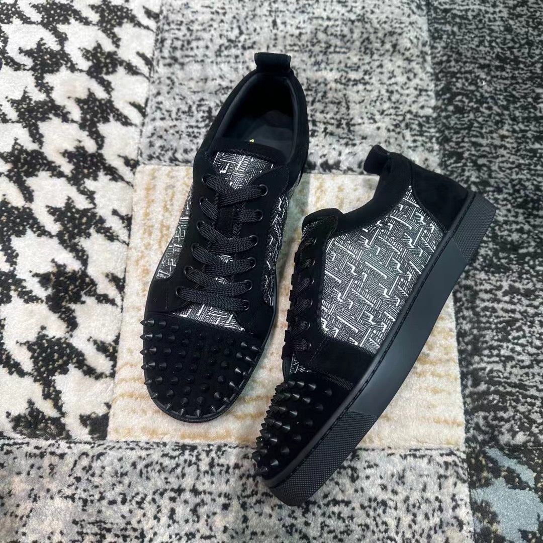 Christian Louboutin Negru Gri Low Spikes - prezentare produs
