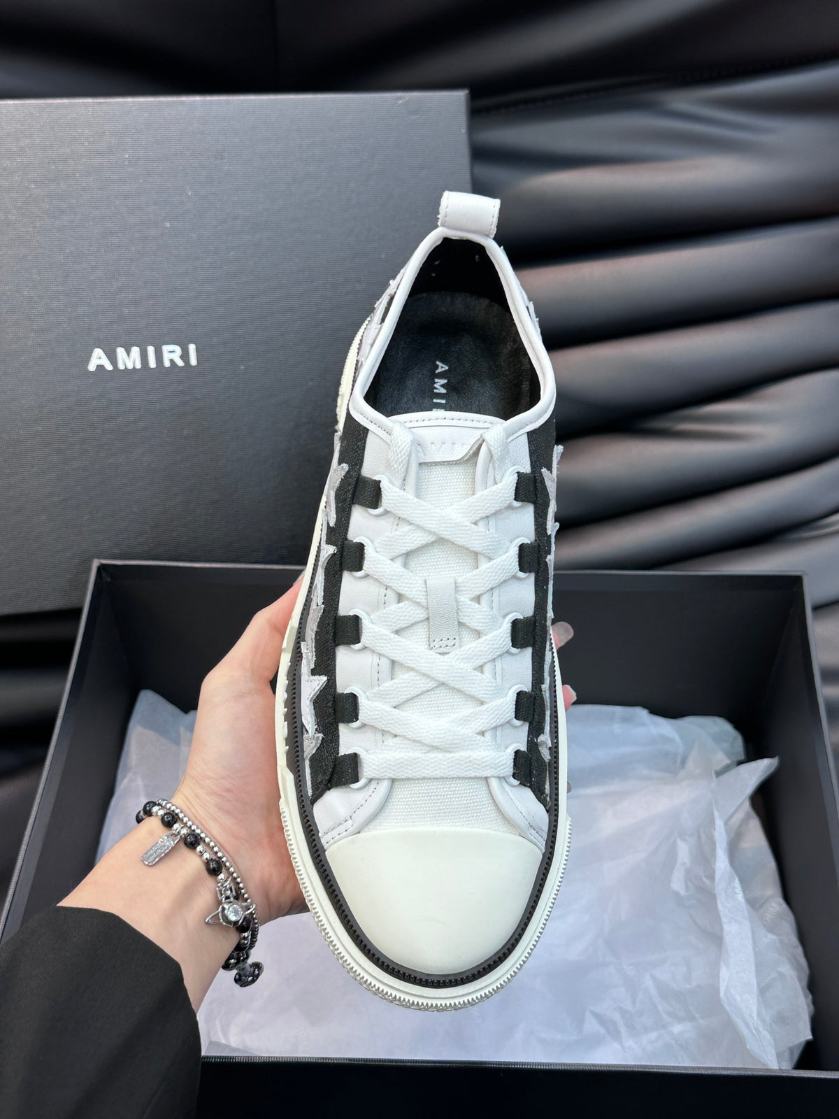Amiri Negru Alb Pânză Pantofi sport - prezentare produs