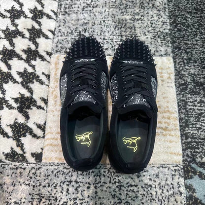 Christian Louboutin Negru Gri Low Spikes - prezentare produs