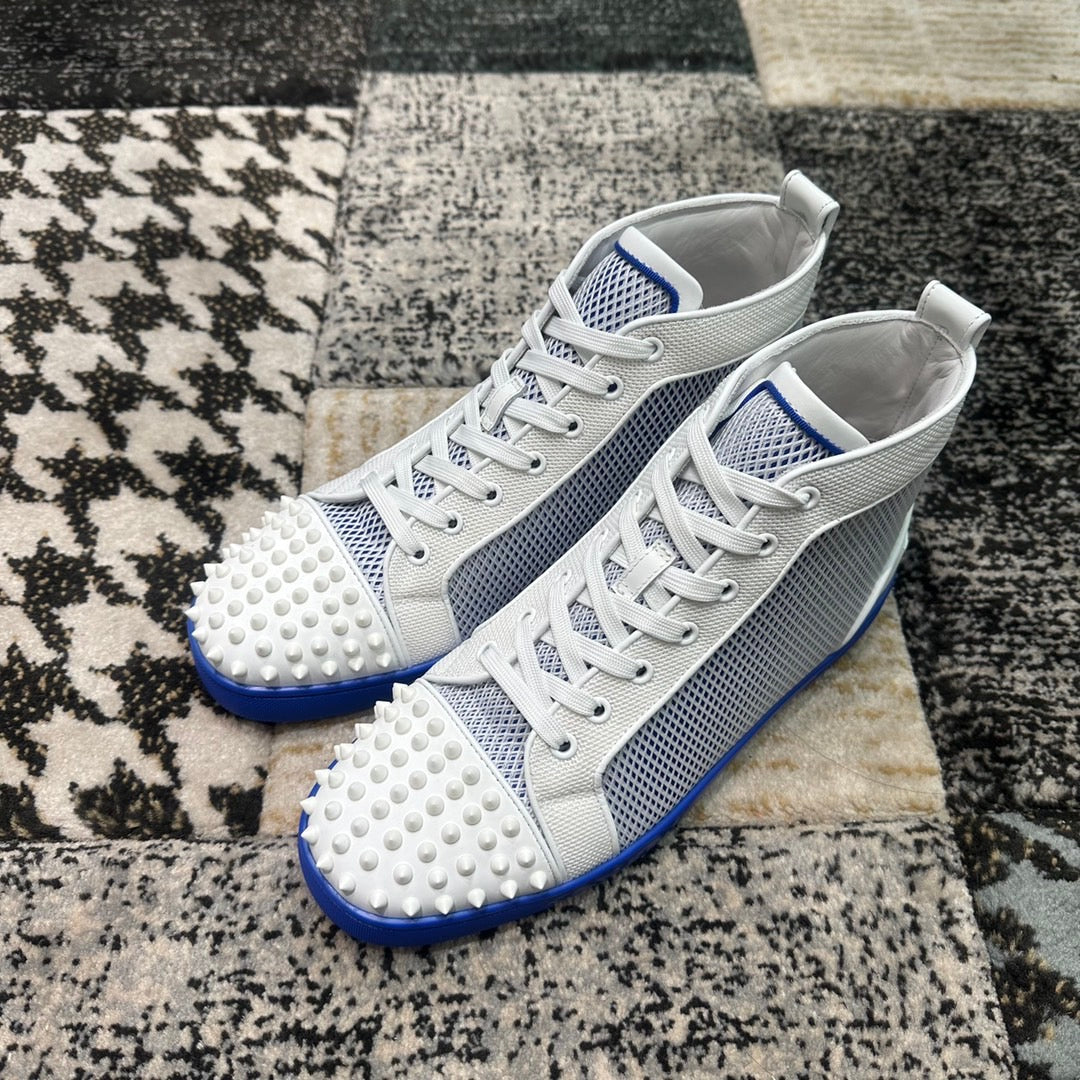 Christian Louboutin Albastru Alb Spikes High - prezentare produs