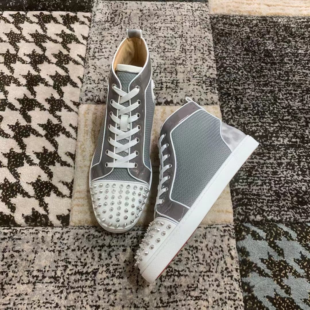 Christian Louboutin Gri Alb Spikes High - prezentare produs